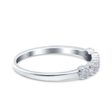 Flower Ring Eternity Wedding Band Round Pave Simulated Cubic Zirconia 925 Sterling Silver (4mm)